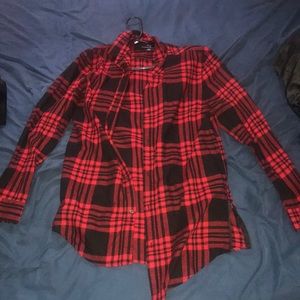 Elongated Plaid shirt with stylish side zippers